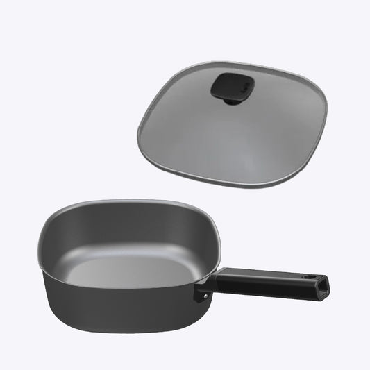 鉄製ひし形フライパン【深型】と 専用ガラス蓋のセット (IH対応) 4w1h