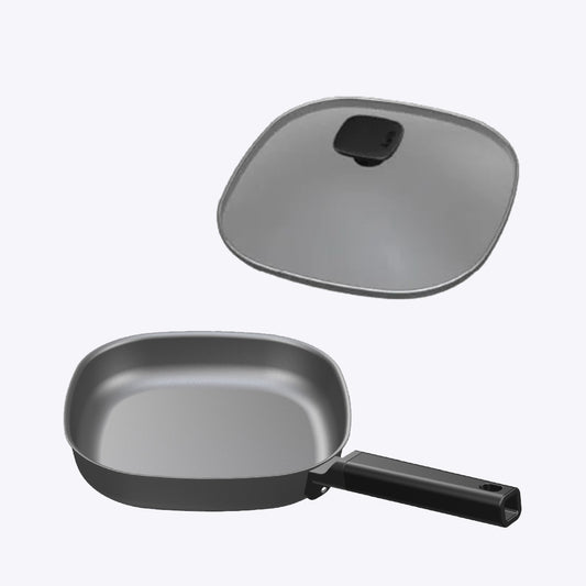 鉄製ひし形フライパン【浅型】と 専用ガラス蓋のセット (IH対応) 4w1h