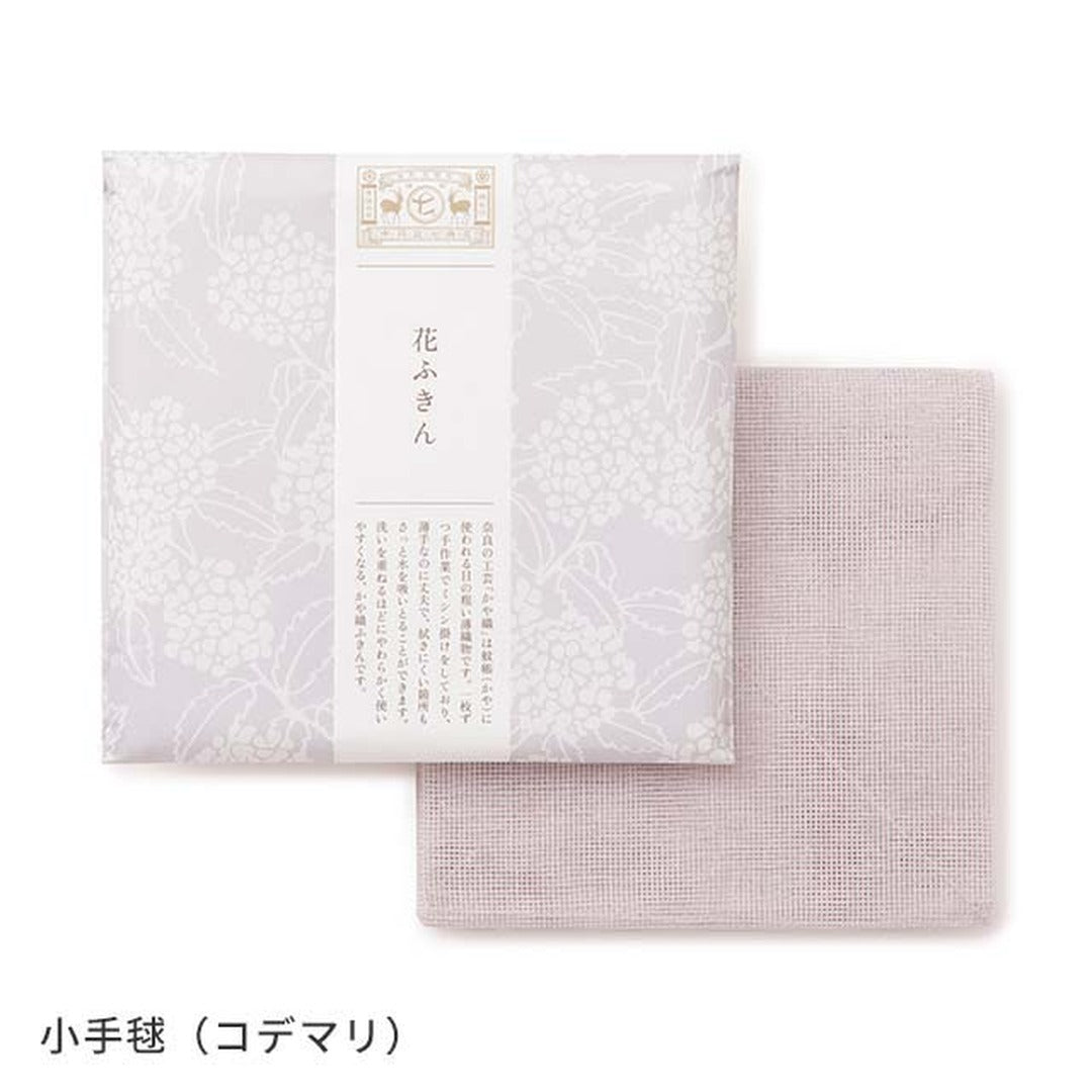 小手毬のパッケージと花ふきん